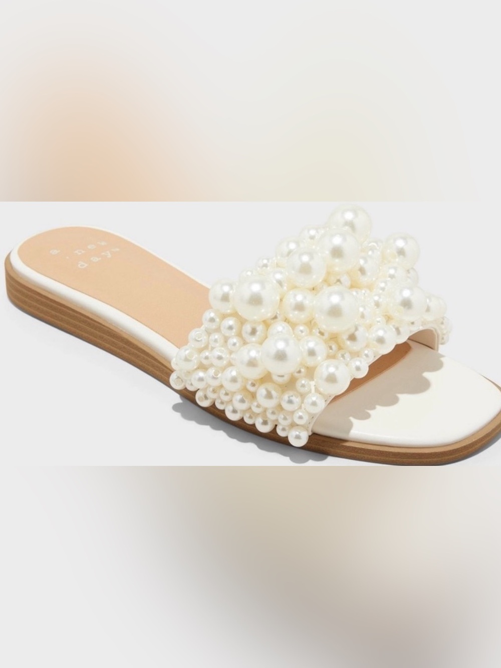 a new day Pearl-Embellished Cream Slide